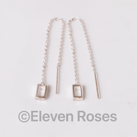 Sterling Silver Chain Dangle Threader Earrings - Picture 3 of 6